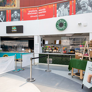 An image of food outlets in The Atrium at the University of Bradford