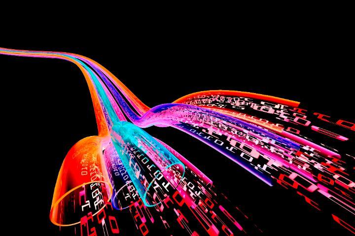 colourful image of data traveling through a cable style