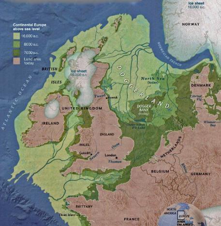 Map of europe in the doggerland period