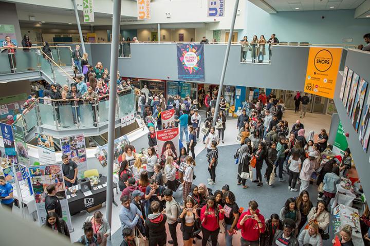 An image of Student Central at the University of Bradford Freshers Fayre 2019.