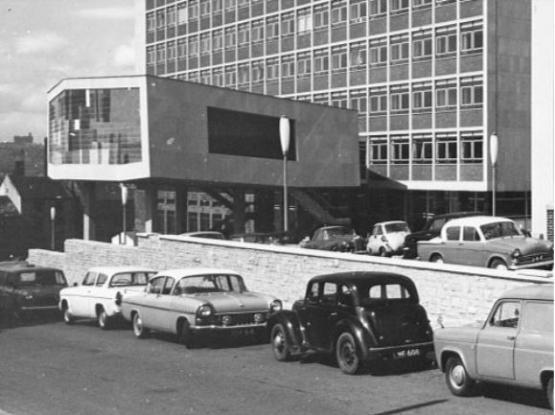 Archive black and white image of the Richmond Building circa 1965