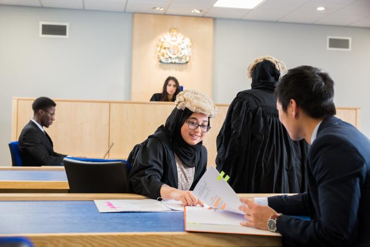 Students in the University's Mock Courtroom