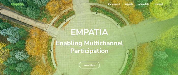 A screenshot of the Empatia website homepage