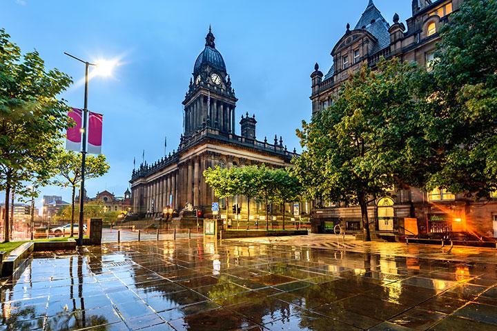 A view of city hall in Leeds.