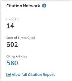 Citation information covers h-index and full report.