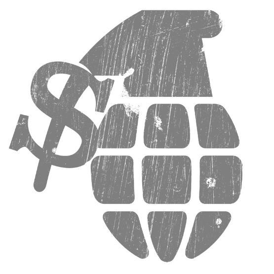 Illustration showing a grenade with a dollar sign on the trigger pin Illustration showing a grenade with a dollar sign on the trigger pin