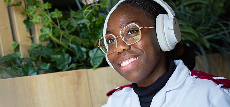 A student looking away from the camera.
