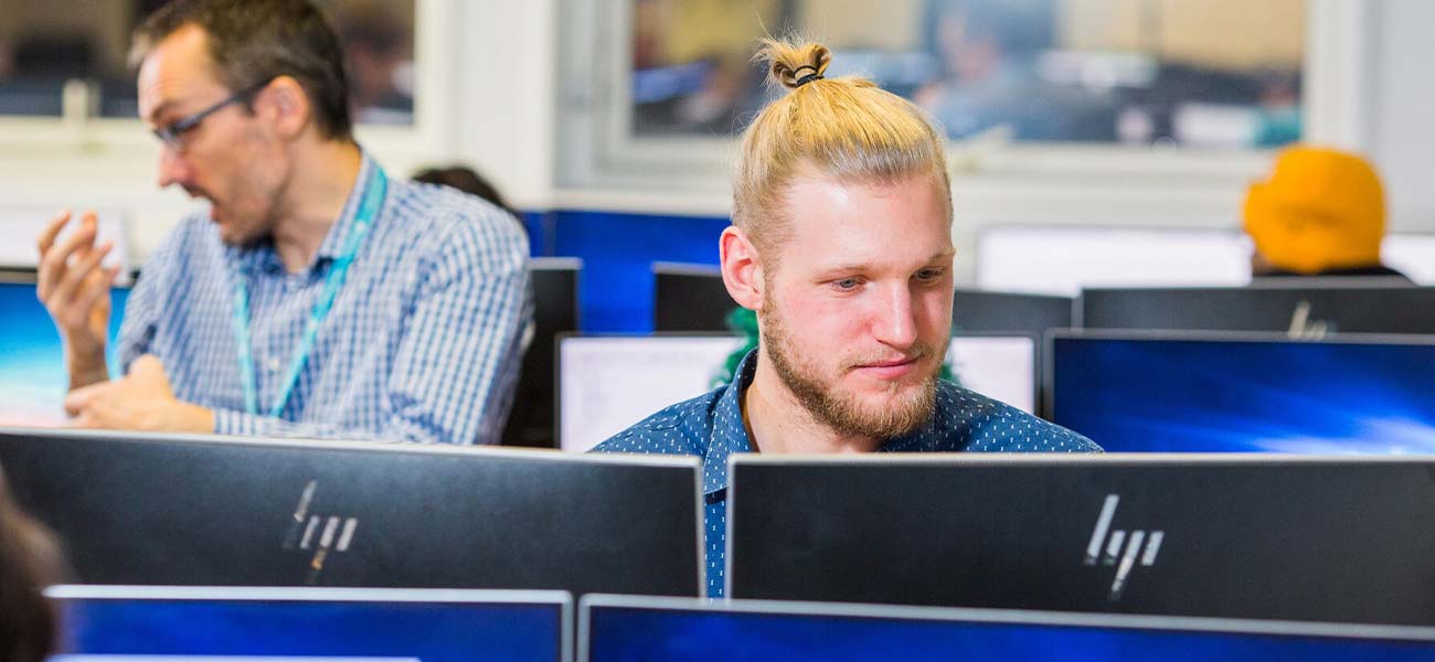 A student at a computer