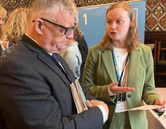 Dr Lucy Eddy talking to an MP Dr Lucy Eddy talking to an MP