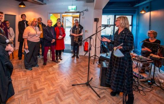 Professor Shirley Congdon opening the new Theatre in the Mill cafe Professor Shirley Congdon opening the new Theatre in the Mill cafe