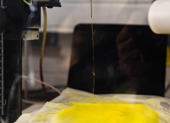 Nano-fibres being created using electro-spinning Nano-fibres being created using electro-spinning