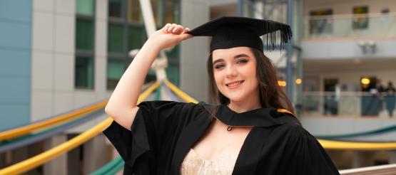 Ella Bodnar in her graduation robes