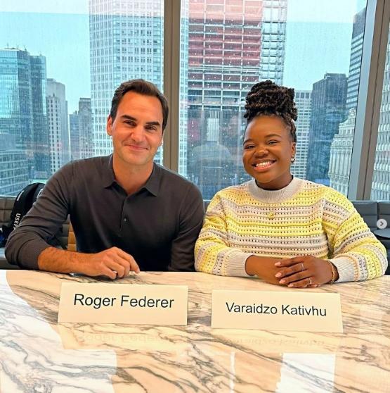 Vee Kativhu with Roger Federer Vee Kativhu with Roger Federer