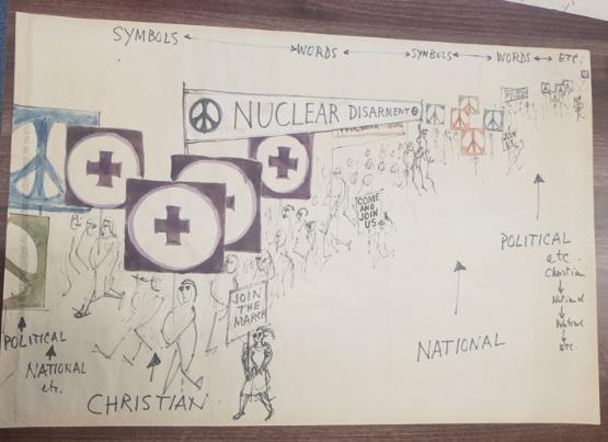 Original peace symbol sketches Original peace symbol sketches