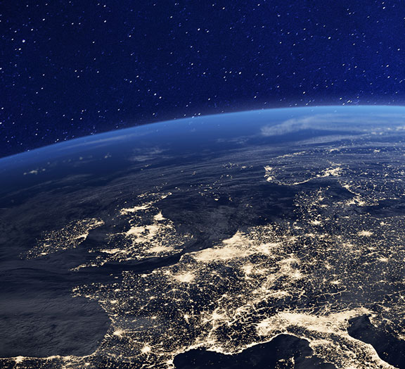 Europe at night from space