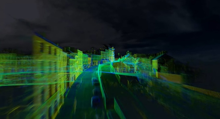 A computer graphic of a 3D model of a town A computer graphic of a 3D model of a town