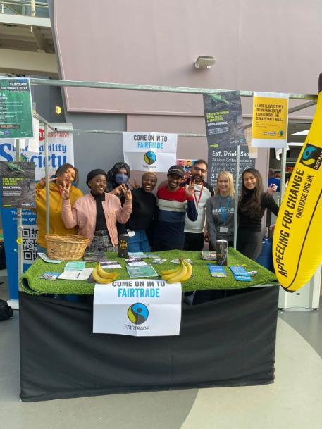 Students and staff on Fairtrade stall