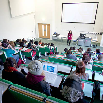 A photo of students sitting in a lecture theatre