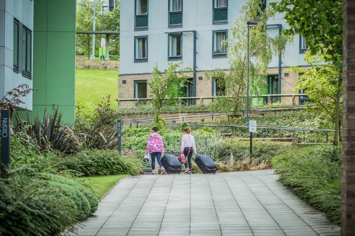 Students moving into The Green halls of residence