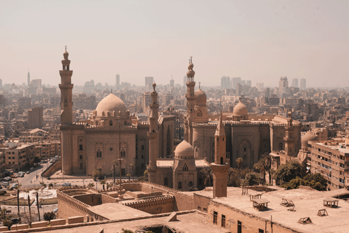 Ariel view of Mosque-Madrassa, Cairo. (Unsplash)