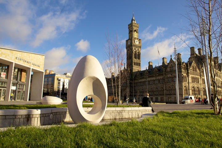 Bradford town hall and city park