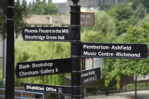 A signpost pointing to various locations on the University campus