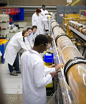 Students in the hydraulics lab.