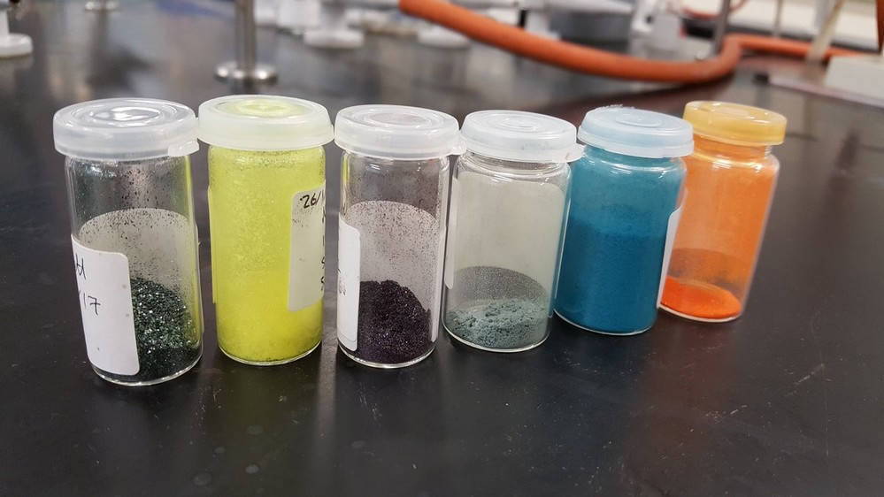 A variety of chemicals produced by first year chemistry students.
