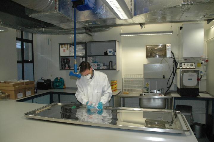 Man working in University of Bradford forensic taphonomy laboratory
