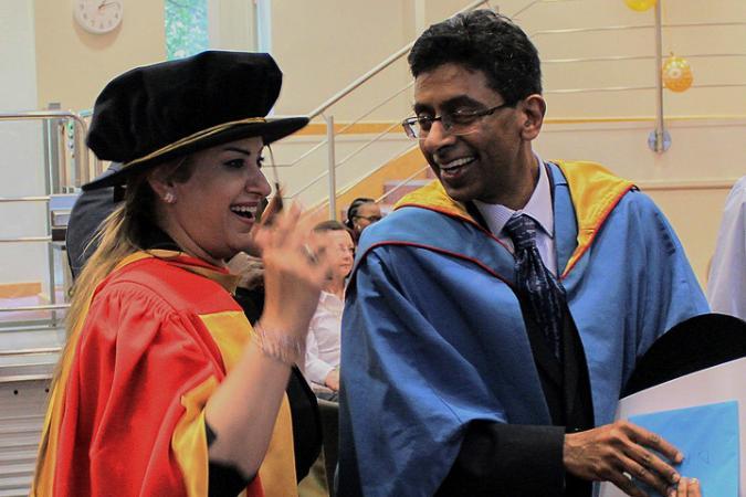Head of Department P.B Anand with a graduating PhD student.