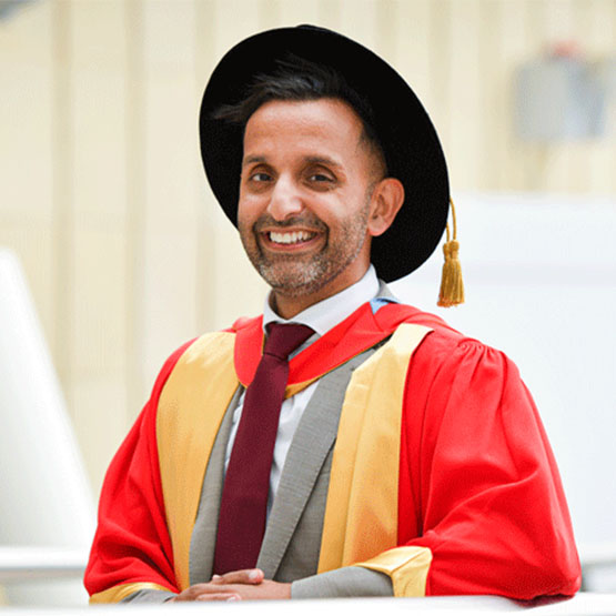 Dr Amir Khan, honorary award recipient July 2022. Doctor of Health.