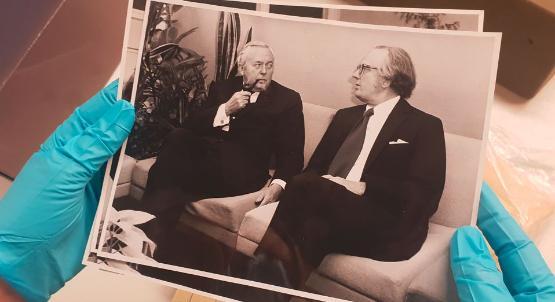 Old black and white pic showing Harold Wilson