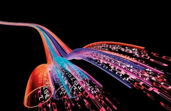 A CGI image showing connectivity and information flowing down hi-tech cables