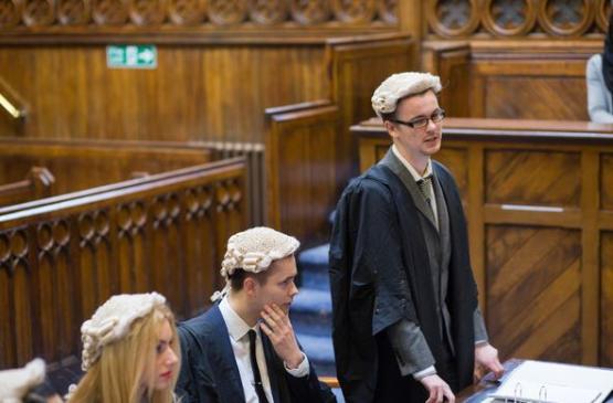 Students in the University's Lady Hale mock court room