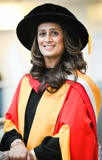 Honorary graduate Saira Ali pictured in her robes