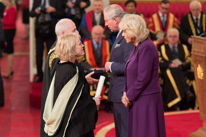 Professor Murna Downs and Professor Brian Cantor accept the Queens Anniversary Award 2016 from the Princles of Wales and the Duchess of Cornwall.