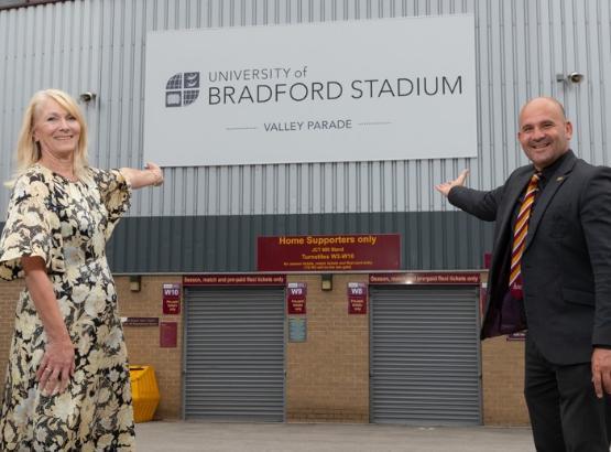 Prof Shirley Congdon and Davide Longo from Bradford City