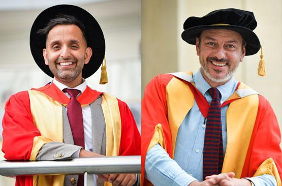 Amir Khan and Enzo Cilenti receiving their honorary doctorates