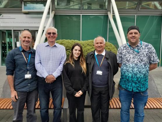 Left to right: Andrew Gray, Outreach and recruitment officer, Russ McAnulla, Ella Bodnar, Nigel Futter, Outreach and Recruitment officer and Dr Robert Redman