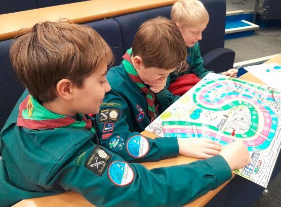 West Yorkshire Scouts playing a board game