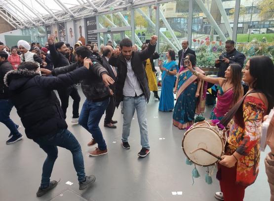 Students dancing at Diwali event