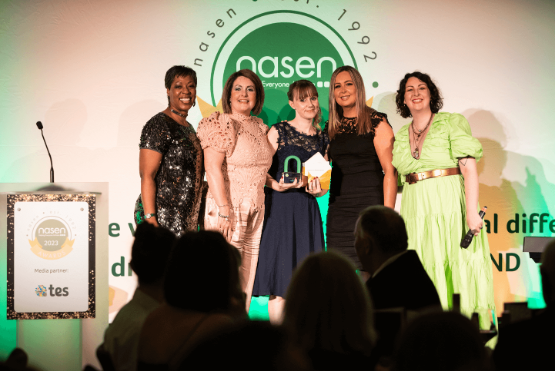 Nursery staff accept nasen award for support for children with SEND