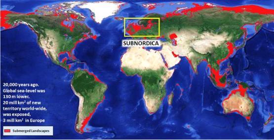 Subnordia map showing ancient coastlines