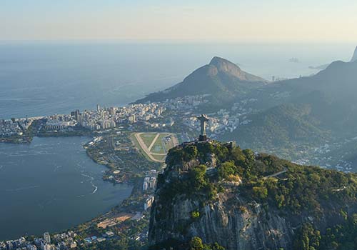 Aerial view of brazil and christ the redeemer