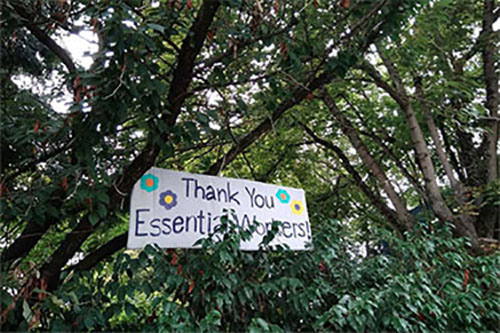 Banner with the text ‘Thank you essential workers’