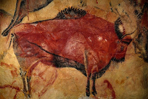 painting of 'bison' on a cave wall 