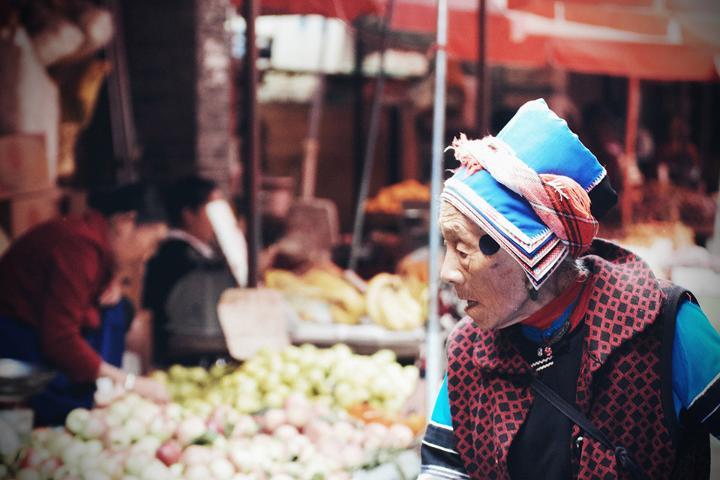 Chinese elderly lady in a market