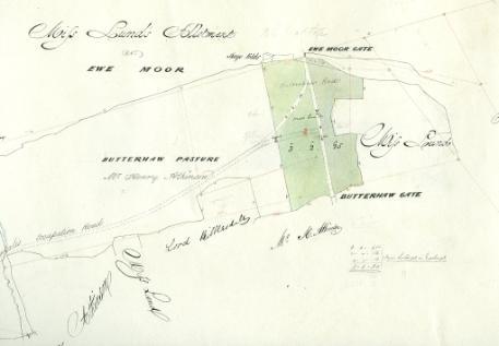 Sketch plan of MIss Lund's allotment, Ewe Moor, near Malham, by John Greenwood, 1850. From Raistrick Map Collection, reference 1160.