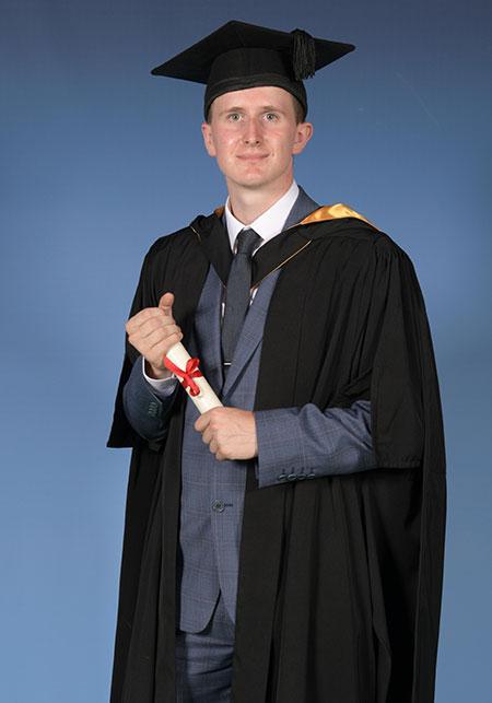Aidan Leach, MEng Chemical Engineering graduate, on his graduation day.