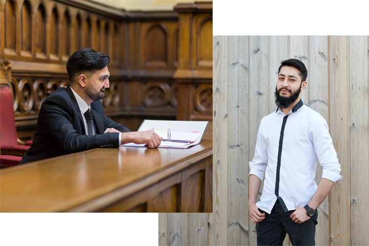 Hamza Khan, a Bradford student and a Moot Court image